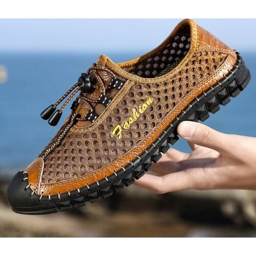 Summer Breathable Mesh Fabric Water Shoes Swimming Fishing Climb Anti-Slippery Elastic Band Upstream Aqua Shoes Men Size 38-48