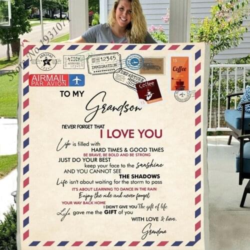 Express Love To My Grandson Funny Character Blanket 3D Print Sherpa Blanket on Bed Home Textiles Blanket Best Gift 10