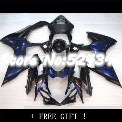 Fei-Fairings Fit A GSXR600 GSXR750 K11 11 12 13 14 2011 2012 2013 2014 ABS Motorcycle Fairing Kit ABS Cowling Black Blue Flame