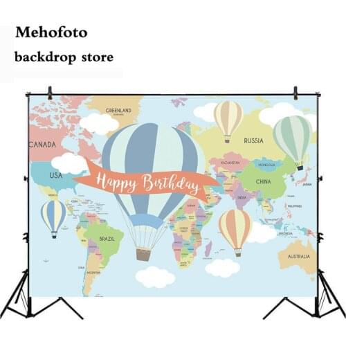 Mehofoto Vintage Airplane Backdrop for Cake Smash Photography Go Hot Air Balloon Kids Boy Pilot Birthday Party Table Decor 240