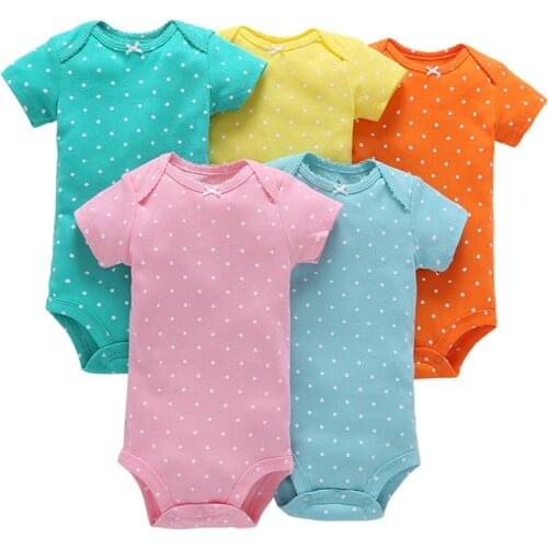 Baby Boys Bodysuit Newborn Girl Short Sleeved 5-Pack Sets Clothes Rompers Infant Cotton New Print Suit Crawling Babe 6-24M Kid