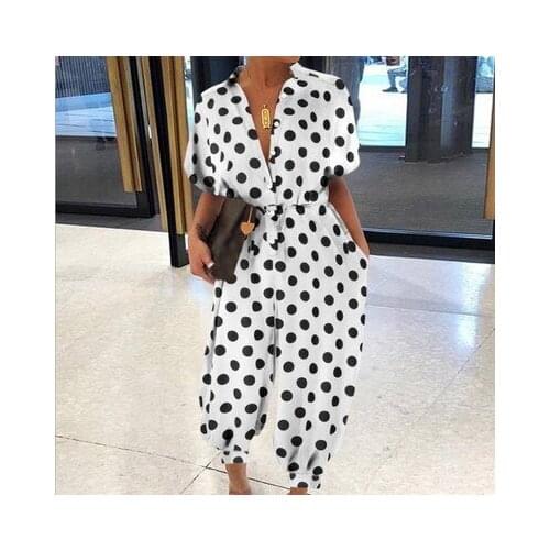 Jumpsuits for Women Sexy Leopard Button Casual Waisted Straight Lace Up Dots Pantsuits Womens Jumpsuit and Bodysuit Plus Size