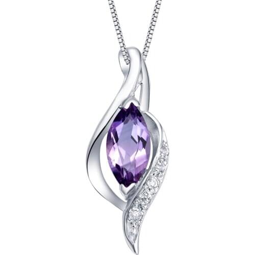 Natural Amethyst Pendant 925 Sterling Silver Necklace Woman Fashion Fine Elegant Jewelry Purple Crystal Birthstone Gift SP0473A