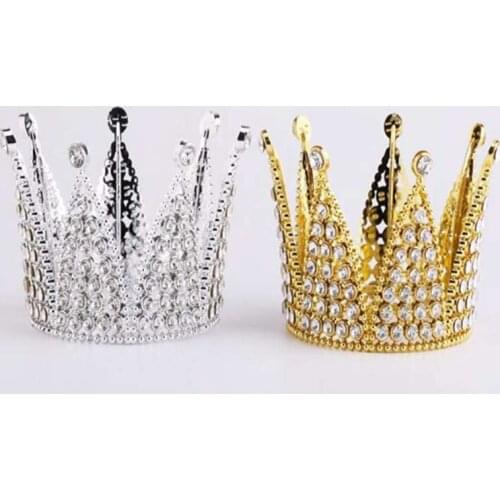 Metal Pearl Happy Birthday Cake Toppers Shining Mini Crown Cake Topper Sweet Party Decoration Wedding&Engagement Decor