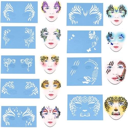Soft Face Body Paint Stencil Reusable Template Tattoo Painting Makeup Tools Eye Body DIY Design Halloween Christmas Party
