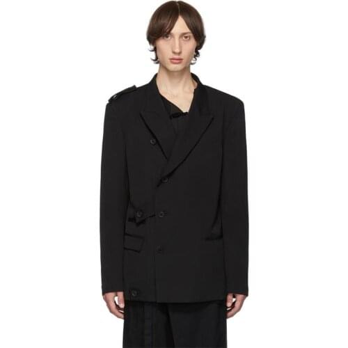 Deconstructive military uniform, gabardine suit, Yamamoto style casual suit, loose coat, large size, trendy man