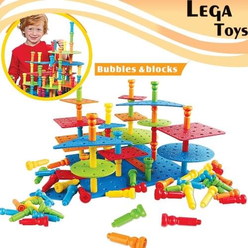 Bubbles & blocks Pegs pegs building set Encourages color and shape recognition Crepe Rubber Tower Mats Educational toys for kids