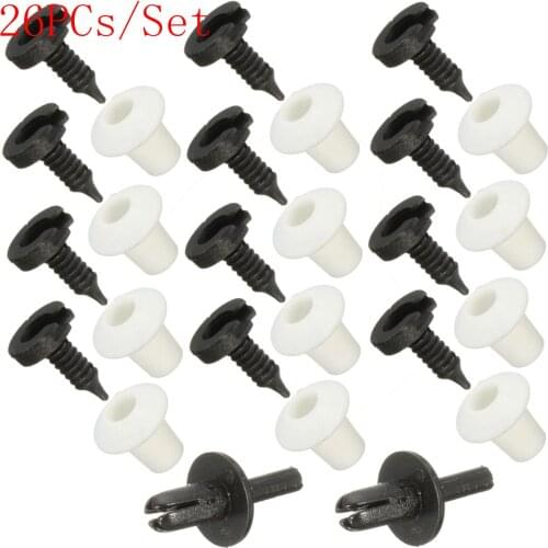 26Pcs Car Full Interior Door Card Trims Clips Auto Fastener Set For Land Rover Defender White Black