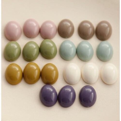 Gentle Low Saturation Retro Oval Half Pill Japanese DIY Handmade Earrings Resin Accessories Handmade Ornament Material