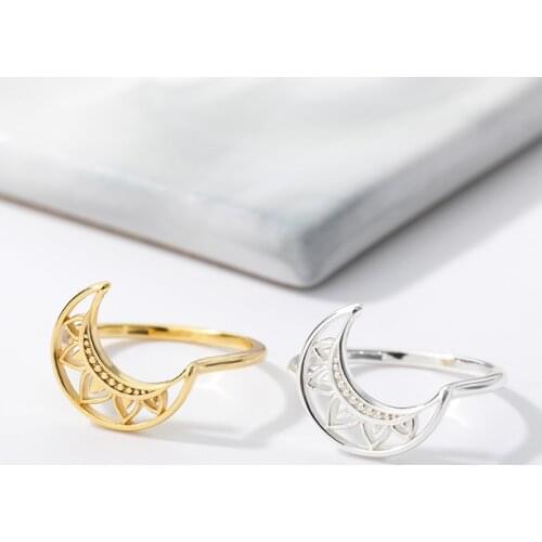 Wholesale 10pcs Simple Moon Rings Boho Jewelry Women Men Wedding Rings