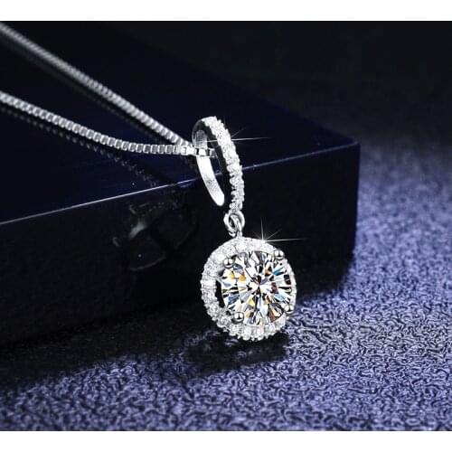 Women Moissanite Necklace 925 Sterling Silver White Gold Plated Necklaces Gra Certification D Color VVS1 Moissanite Jewelry