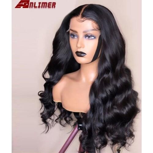 Anlimer 13x6x1 Lace Front Wig Preplucked Brazilian Remy Hair Body Wave T Part Lace Frontal Wig For Women With Elastic Band