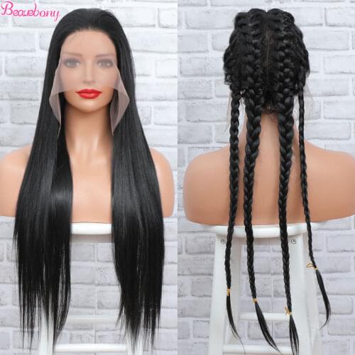 Beauebony Synthetic Full Lace Front Wig For Women Part Lace Wigs Straight Long Black Wig Synthetic Lace Wigs Heat Resistant Wigs