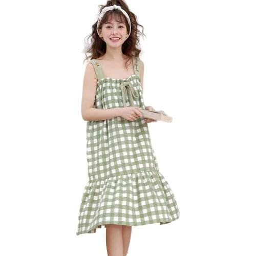 Womens Pajamas Cotton Dress Pajamas womens Sleeveless Cartoon Pajamas Loose Pajamas Casual Pajamas Womens Home Clothes