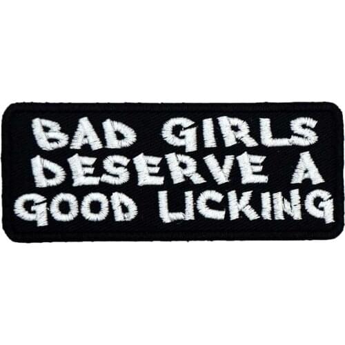 BAD GIRLS DESERVE GOOD Embroidered Applique Sewing Label punk biker Patches Clothes Stickers Apparel Accessories Badge