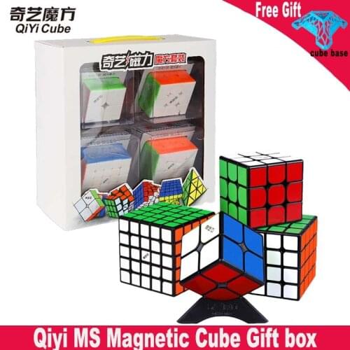 Qiyi MS Magnetic Series Gift Pack Magic Cube 4pcs Mofangge Speed cube Twisty Puzzle Educational Toys Gift 2x2 3x3 4x4 5x5 cubo m