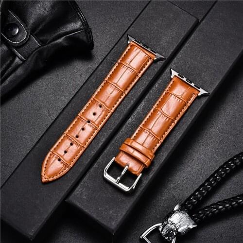 Business Men Genuine Leather Watchbands for Apple Watch Series 6 5 4 3 Bracelet 44mm 42mm 40mm 38mm Watch Straps for iwatch