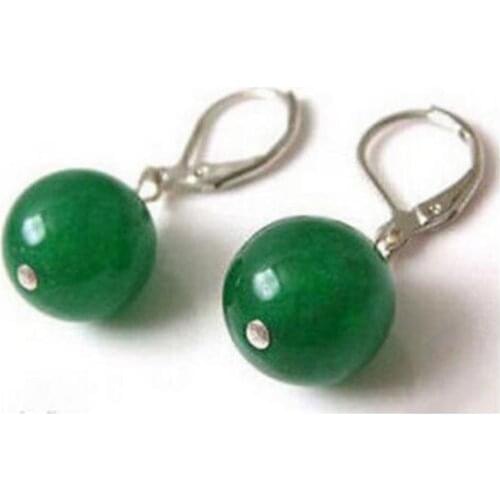 100% Jade Earrings 10mm Green Multicolor Jadeite laboratory-created 925 Silver Hook Earrings