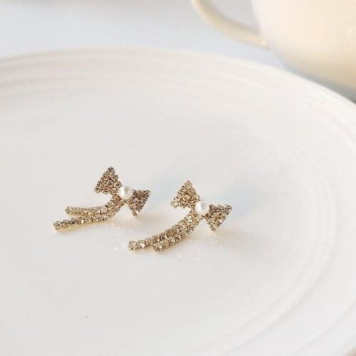 Drop Earrings for Women Fashion Bowknot Tassel Short Style Sweet Luxury Earrings Jewelry Accessories Wholesale