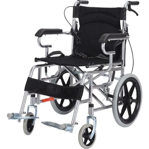 Folding Wheel Chair Light Portable Elderly Old Age Trolley Steel Tube Frame Travel Disabled Walk Inflatable Wheels Bearing 100kg
