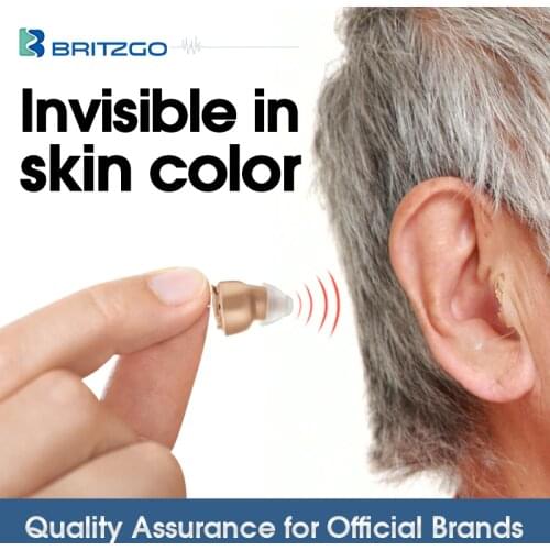 Britzgo Hearing Aid Digital Noise Reduce Mini Sound Amplifier 1.5 Grams Battery VHP-601/VHP-603 Skin Color/Silver Color
