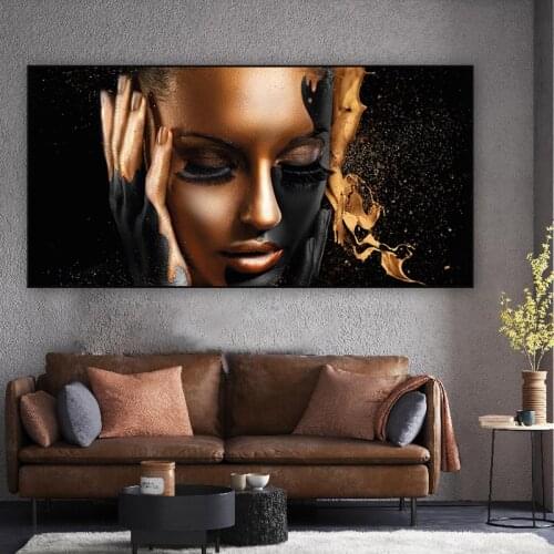 Modern Wall Art Large Canvas Painting For Living Room Decoration Golden Woman Art Pictures Print Wall Posters Home Decor Cuadros