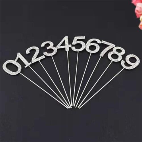 Party Decoration 0-9 Rhinestone Number Alloy Letter Cake Topper Baby Shower Cake Dessert Decoration Number Sign One Year Old