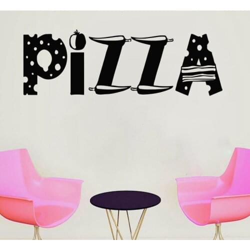 Vinyl Wall Decal Pizza Sign Quote Pizzeria Italian Restaurant Food Kitchen Stickers Restaurant Wallpaper Mural M203