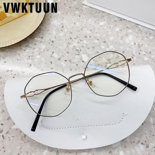 VWKTUUN Metal Alloy Optical Glasses Frame Women Myopia Glasses Frames Vintage Anti Blue Light Glasses Womens Reading Glasses