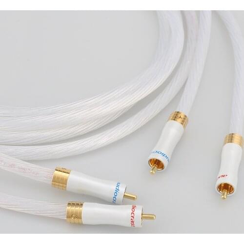 High Quality 1pair 5N Silver plated OCC RCA cable Analog cable RCA audio cable Silver plated