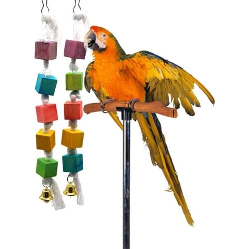 1pc Bird Chewing Toy Parrot Parakeet Budgie Wooden Blocks Attract Pets Attention Parrot Gnawed Wood Climb Hammock String Toy