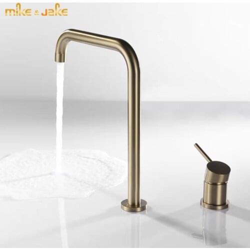 Gold brush basin faucet gold brass bathroom faucet single handle water tap gold brush sink tap cold and hot mixer tap