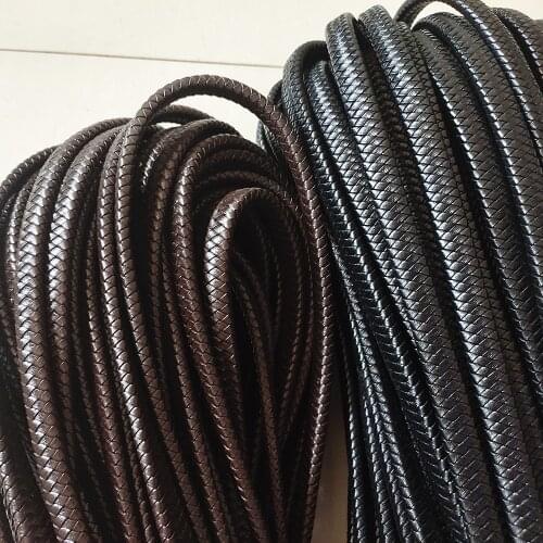 1M 12*6mm Good Flexibility Genuine Braided Leather Rope Cowhide Leather Cord For Bracelets DIY Jewelry Making Findings