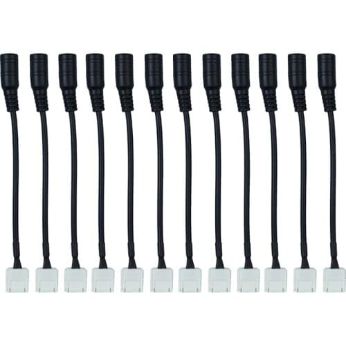 10pcs 10mm 2pin Female DC Adapter LED Strip Connector cable For SMD 5050 5630 Single Color Strip Not Need Soldering LEEDSUN