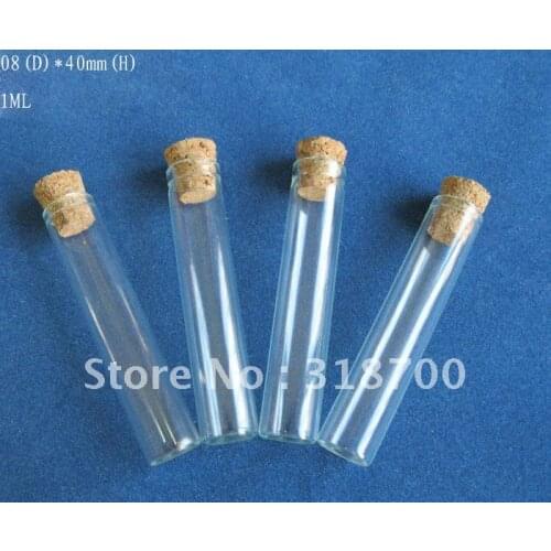 1000/lot 1ml small glass tube with wooden cork, cork vial,cork stoppered tube,0.5ml till 50ml is available