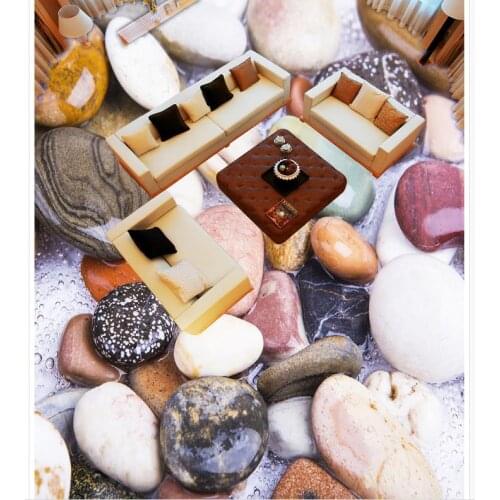 Custom Photo 3D Wallpaper Modern Art Floor Painting 3D Wallpaper Colored Cobblestone Floor Painting Self-adhesive PVC Wallpaper