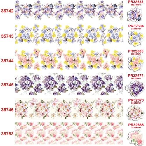 75mm printed grosgrain flower ribbon 35742