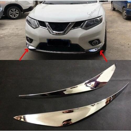 ABS Chrome Front Corner protector Grille Decorative strip Anti-scratch protection car accessories For Nissan X-Trail 2014-2016