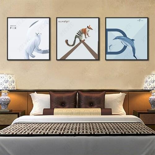 Abstract Wall Art Vivid Animals Paintings Arctic Fox Dolphin Canvas Posters Prints for Living Room Bedroom Corridor Decoration