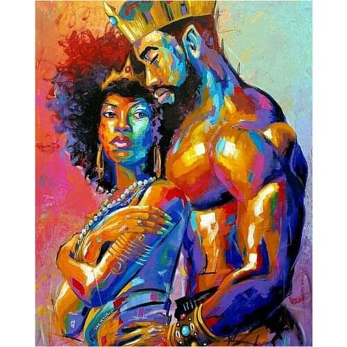 Diy Diamond Painting African Couples Mosaic 5D Cross Stitch Full Square Round Diamond Embroidery Home DecorZP-2148