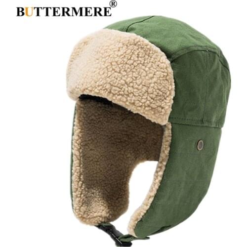 BUTTERMERE Bomber Hats Vintage Men Women Winter Hat Earflaps Warm Cotton Polar Fleece Patchwork 2021 New Arrival Ski Caps