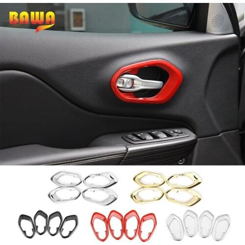 BAWA Automotive Interior Stickers for Jeep Cherokee 2014-2015 ABS Car Inner Door Handle Cover Bezel Trim Decoration Sticker
