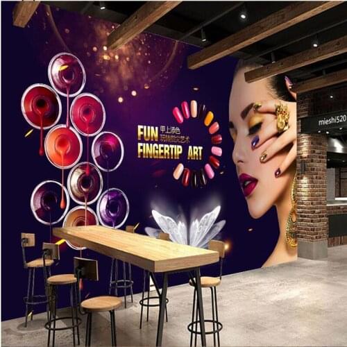 Beibehang Custom mural wallpaper personality HD retro makeup nail artifact background wall murals wallpaper papel de parede