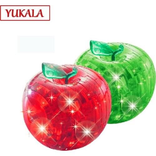 Free shipping Crystal Apple stereoscopic 3D puzzle. Spatial thinking lighting assembly disassembly Apple. Christmas gift