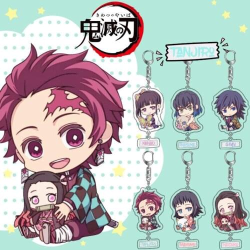 Demon Slayer Kimetsu No Yaiba Agatsuma Zenitsu Anime Acrylic Figure keychain Keyring Decoration Collection Model Toy Cosplay