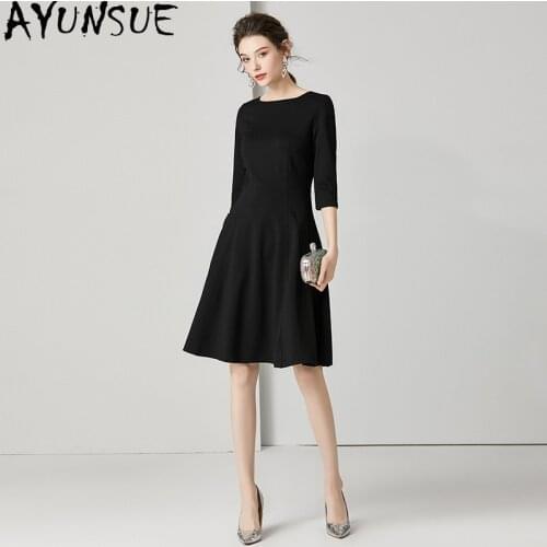 AYUNSUE 2021 Black Dress Female High Waist Dresses for Women Spring Dress Elegant Vintage Dress Mini Party Vestidos De Verano