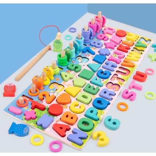 Childrens Toys Montessori Education Wooden Toy Building Blocks Early Education Puzzle Development Alphabet Matching