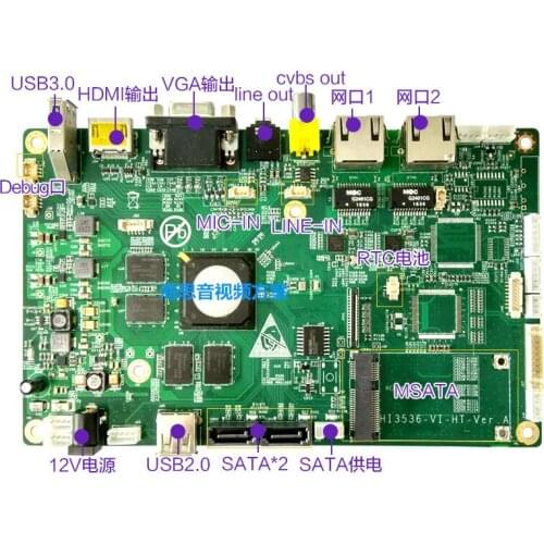 For Hsi HI3536 development board 1080P H264/H265 decoder board 4K HD decoder 16 channels gigabit network port