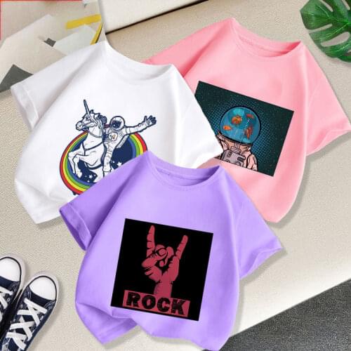2021 New Cartoon 3 Color Summer Short Sleeve Kids T Shirt For Boy Casual TShirts For Girls Tops Rock Retro T Shirt Child Clothes