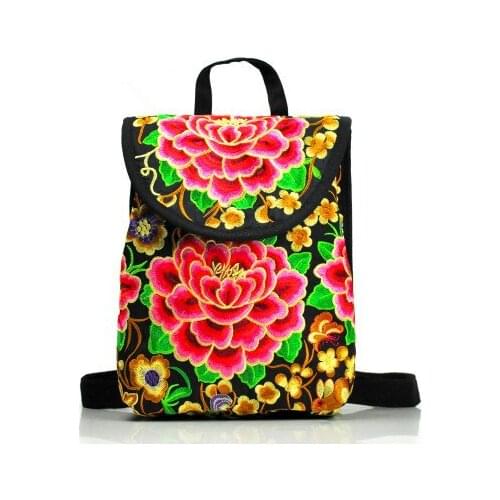 Fashion national embroidery women shopping hasp backpacks!Nice floral embroidered lady Casual backrack All-match canvas Backruck